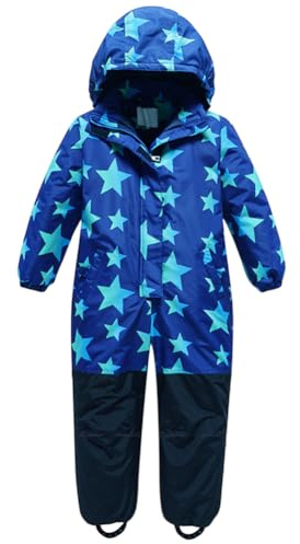 Amur Leopard Unisex skiddräkt för barn, jumpsuit, snödräkt i ett stycke, vattentät och vindtät, snödräkt, varm för vintern, Färg: blå, 5-6 �r