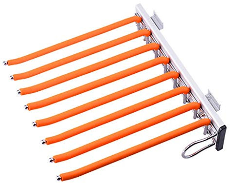 ANSNOW Schrank-Hosenständer Zum Herausziehen, Seitliche Montage, Schalhalter, Kleiderstange, 9 Hosenbügel Für Kleiderschrank, Edelstahl, Orange-46 cm