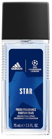adidas UEFA STAR Edition Desodorante refrescante para hombre en spray natural con aroma cítrico, 75 ml