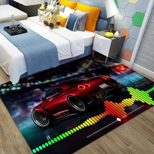 Kreatives Retro-Auto Teppich Kinderteppich Wohnzimmerteppich Schlafzimmerteppich 3D-Gedruckter Superweicher Flanellteppich 100 X 200 cm - Polyester-Soft-Touch,Leicht Zu Reini -5E2M7U3D1E1