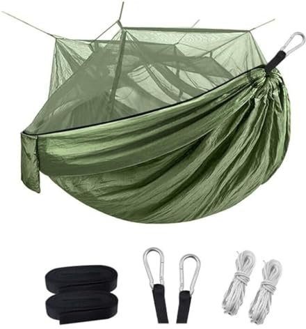 Hängematte Outdoor 260 X 140 cm, Professionelle Hängematte Mit Moskitonetz, Leichte Tragbare Doppel-Hängematte Mit Zwei Baumgurten Camping Hängematte