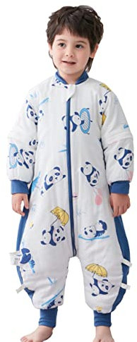 Chilsuessy Schlafsack Baby Winter Schlafsack mit Füßen 2.5 Tog Kinder Ganzjahres Schlafsack mit Beinen Junge Mädchen Schlafanzug, Cute Panda, 110/Baby Höhe 95-105cm