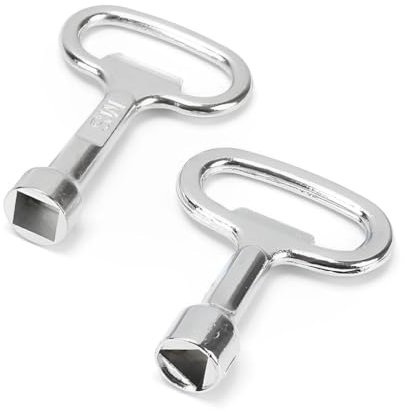 AOEVUIR 1 chiave quadrata+1 chiave triangolarek, valvola a chiave quadrata 8 mm chiave di sfiato chiave di spurgo chiave di sfiato del riscaldamento per scatola del contatore dell'acqua,colore argento