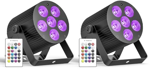 Oloaxolx 2er 60W Akku LED Par Strahler Wiederaufladbar, RGBWA+UV 6 LED Bühnenlicht mit Fernbedienung DMX512 Partylicht für DJ Disco Live Hochzeit Indoor Outdoor Ausstellungshalle