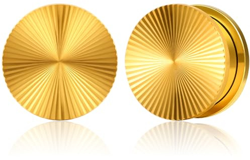 Vankula Ohr Tunnel 1 Paar Single Flared Flesh Plugs Edelstahl für männer damen Ohrpiercing Gestreckte Schmuck 10mm(00G) Gold
