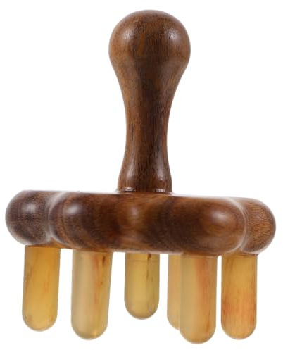 Kamm aus Ochsenhorn, 7-zinken, Kreativ, zur Kopfmassage | Kopfhautmassagegerät für Zuhause und Unterwegs, Einfaches Design, Zufällige Farbwahl Zufällige Farbe