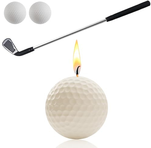 Golf Ball Birthday Candles, Golf Birthday Party Decorations, Golf Cake Topper, Mini Golf Club for Golf Sport Themed Birthday Decorations (White, Iron)