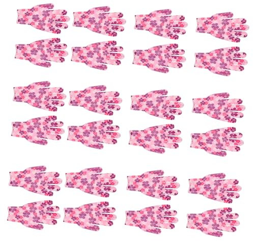 TINEASUR 12 Paare Bedruckte Handschuhe gardening gloves work gloves handschuhe putzen schutzweste Arbeitshandschuhe Schutzhandschuhe Arbeitsschutzausrüstung schützender Fäustling Nylon Rosa