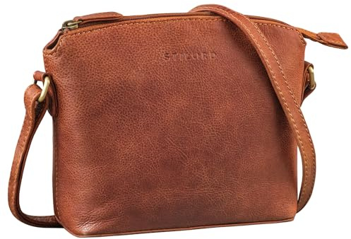 STILORD Melinda Elegante Ledertasche Damen Umhängetasche Klein Schultertasche für Frauen Freizeittasche Crossbody Bag Vintage Tasche Handtasche Echtleder Farbe:arona - braun