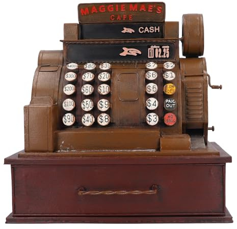 Itonash Retro-Registrierkassenmodell, Vintage-Stil, Retro-Registrierkasse aus Eisen, Desktop-Ornament, Stressabbau-Dekor für das Heimbüro, Wunderschön Handgefertigt mit Exquisiten