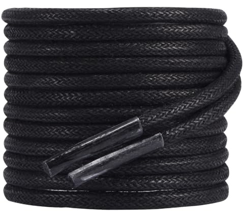 Dafannis 2 Paire Lacets Cirés Ronds pour Chaussures Habillées, Lacets pour Chaussures de Ville, Habillées, Remplacement Lacets, Épaisseur 2,5 mm, Lacets Business,Boot Bottines Lacets