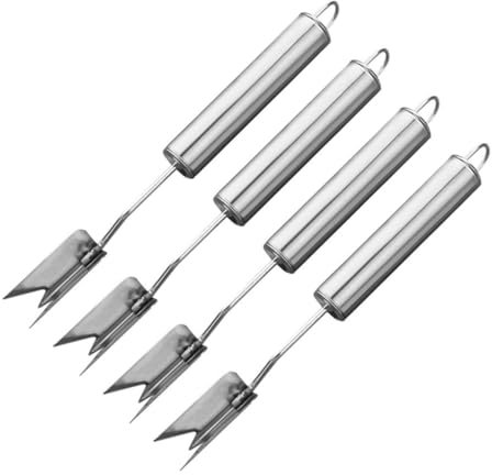 PAMINGONO Pineale Schäler-Set Edelstahl V-Messer Obstschneider Einfach Zu Verwenden Und Zu Reinigen Für Camping