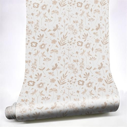 Selbstklebende Tapete Braune Blattblüte Strukturtapete Wandtattoo Schlafzimmer Tapete Selbstklebend Vliestapete Wallpaper for Living Room Tapeten Wandschutzfolie 38.6x250.6cm