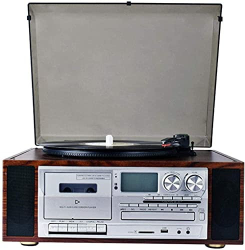 CAFIEDR Tourne-Disque rétro, Gramophone, Tourne-Disque Vinyle Bluetooth à entraînement par Courroie 3 Vitesses Tourne-Disque rétro Vintage Bui