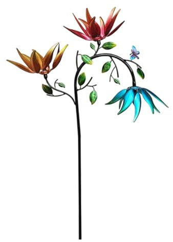 Molino de viento giratorio para jardinería, escultura de viento giratoria para exteriores, práctico molinete de metal para jardín, decoración de patio/exterior, molinetes de girasol y mariposa para ar