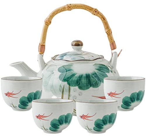 GAOJUNAN Théière de l'après-midi Ensemble De 5 Tasses À Thé en Céramique Ensemble De Tasses À Café Théière De Style Japonais avec Poignée Service à Thé Vintage