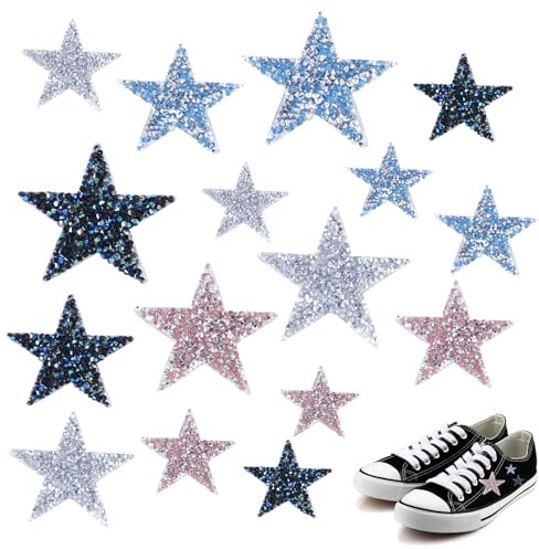 16 Stück Zum Aufbügeln,Stern Bügelbilder,Flicken Zum Aufbügeln,Bügelbilder Weihnachten,Aufbügel Patches,Bügelflicken Patches Für Kleidung Kleid Hosen Jeans Hüte Taschen