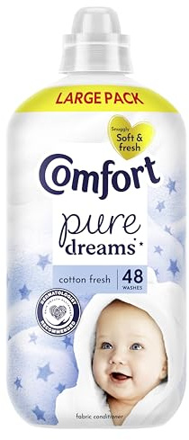 Comfort Pure Dreams Cotton Fresh Fabric Conditioner Dermatologist-Recommended Gentle Next to Sensitive Skin 48 washes (1.44 L)
