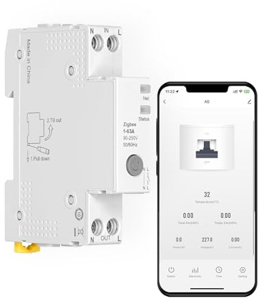MOES Smart Zeitschaltuhr Hutschiene 1P+N 16A 25A 40A 63A mit Metering | Wlan Schalter,Zigbee-Gateway erforderlich, kompatibel mit Alexa & Google Home, Überstrom-/Überspannungsschutz