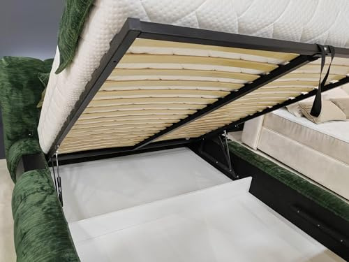woplus Sommier à lattes avec mécanisme de levage et vérins à gaz - Cadre à lattes pliable en métal avec lattes en bois - Pour matelas - 180 x 200 cm