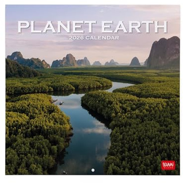 Legami - Calendario da Parete 2026, Planet Earth, Calendario da Muro Grande, 12 Mesi e Planner Annuale, in 6 Lingue, Spazio per Note, Segni Zodiacali, Festività Internazionali, 30 x 29 cm