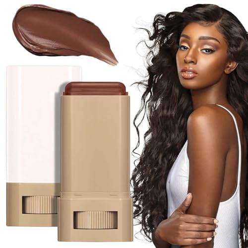 Full Coverage Foundation Stick, Skin Tint Balm For Black Women, Cream Makeup With Brush, Longwear Concealer And Contour Stick Matte Finish To Cover Blemishes