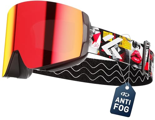KAPVOE Gafas de Esquí OTG para Hombre y Mujer Antivaho Gafas de Snowboard, Lentes Magnéticos Intercambiables, Protección UV400, Deportes de Invierno K718