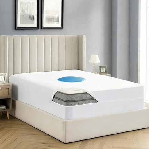 Plush Palace Waterproof Mattress Protector Single Bed – Anti-Allergy & Dust Proof, 30cm Bed Bug Mattress Protector (White - 90x190cm)