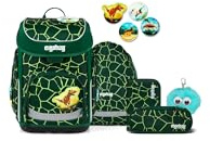 ergobag cubo Bundle Set AW25/26, Cartable Scolaire Ergonomique Classique, 6 pièces, pour la première Classe de l'école Primaire BearRex - Vert