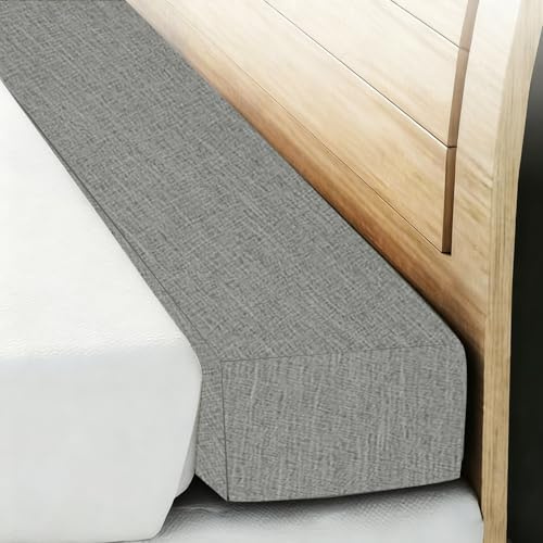 Oreiller de Remplissage de Lit (90-220cm) - Pont de Lit et Rallonge de Matelas en Mousse 45D Haute Densité - Bloqueur d'Espace Rectangulaire pour Tête de Lit - Beige/Gris/Marron(Gris,90x10x20cm)