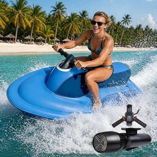 moupeaktain Schlauchboot mit Motor 2 Personen, Elektrisches Jet-Ski 500W/700W mit Rückwärtsgang, 3–9 km/h, Tragbares Mini Jetboot für Erwachsene, ideal für See, Meer & Schnorcheln 16A