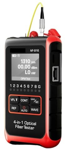 SEVEQIS Tester fibra ottica, NF-916 Tester for fibra ottica 4 in 1 Misuratore di potenza VFL REF FC SC ST Localizzatore visivo guasti Display LCD Strumenti rete