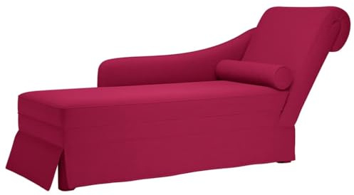 faucqel Chaiselong med nackrulle och höger armstöd i vinröd sammet, 145 x 56 x 70 cm, bekväm avslappningsstol och soffa för vardagsrum, mångsidig recamiera med mycket elastisk