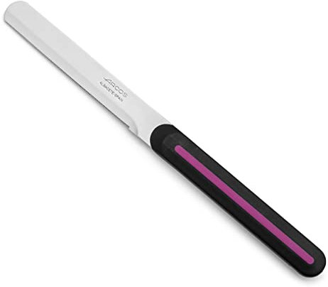 Arcos Coltello da Tavola per Pelare in Acciaio Inossidabile – Manico Ergonomico in Polipropilene, Adatto per Tutti i Tipi di Alimenti – Nero e Viola, Serie B-Line