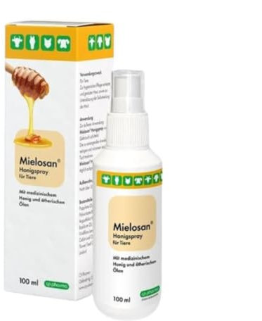 cp-pharma Mielosan Honigspray für Tiere | 100 ml | Zur hygienischen Pflege verletzter und gereizter Haut, sowie zur Unterstützung der Selbstheilung der Haut | Niedriger pH-Wert