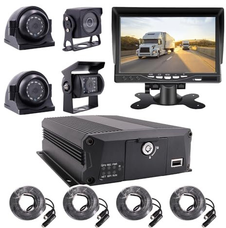 JOINLGO 4-CH 1080P Mobile Vehicle Bus CCTV DVR Video Recorder Kit with Night Vision Waterproof Side Front Rear View Car Camera 7 inches IPS Monitor for Truck Van Fleet