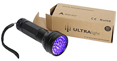Astute ULTRAlight UV Flashlight Black Light, 51 LED 395 nM - Detector for Pet Urine, Pet Stains and Bed Bugs