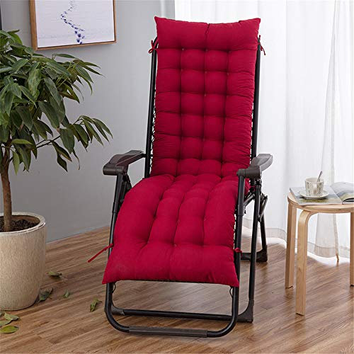 WATSON DAN Luxury Gartenstuhlauflagen - Hochlehner Polster Auflage, Sitzauflage für Gartenstuhl, angenehmer Sitzkomfort (Wein rot,48 * 160cm)