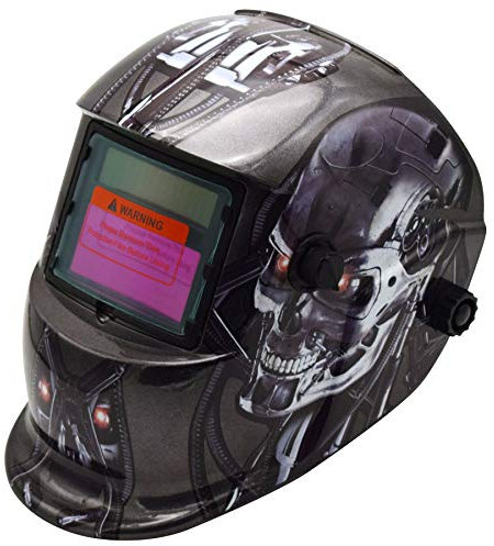 XTRM Auto Darkening Welding Helmet Hi-Tech Grinding CE Approved Solar Power Function Professional Protective Gear Welding Tig Mig Arc Welders Mask Helmet + 5 Lens (Robot, One)