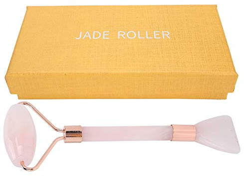 Masajeador facial con rodillo de jade, masajeador con rodillo facial, masajeador con rodillo guasha de dos cabezas agradable para la piel(F1)