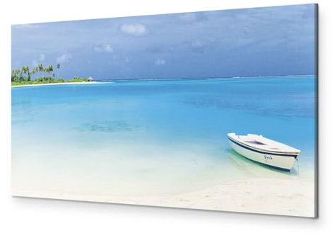 B&D XXL - Akustikbild Meer und Strand Bilder Akustikschaum Hochleistungsschallabsorber Schallschutz Leinwand 1 tlg Wandbild Raumakustik Schalldämmung Palmen Natur Landschaft