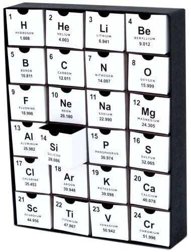 Nerdy Words Chemistry Periodic Table DIY Fill-Your-Own Cardboard Advent Calendar Box (Open Face)