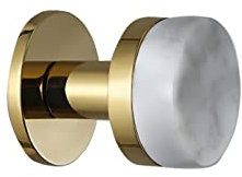 GLYYRLR Handtuchhaken Gold und Weiß Kleiderhaken Wandhaken Hakenleiste Messing und Marmor Mantelhaken, Garderobenhaken für Küche, Büro, Bad, Keine Bohrinstallation,1 Pack