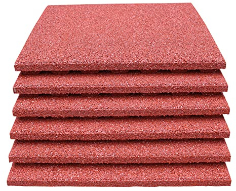 6x Fallschutzmatten 50x50x4cm Rot Fallschutzmatten Fitness Workout Outdoor Garten Yoga Rutsche