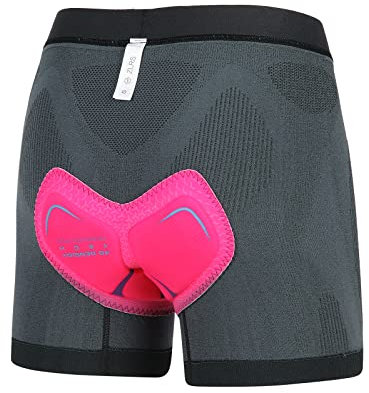 ZLRS Radunterhose Damen Fahrradhose Gepolstert 4D Atmungsaktiv Radlerhose Unterwäsche Fahrradunterhose Fahrradslip Fahrrad Unterhosen Grau S