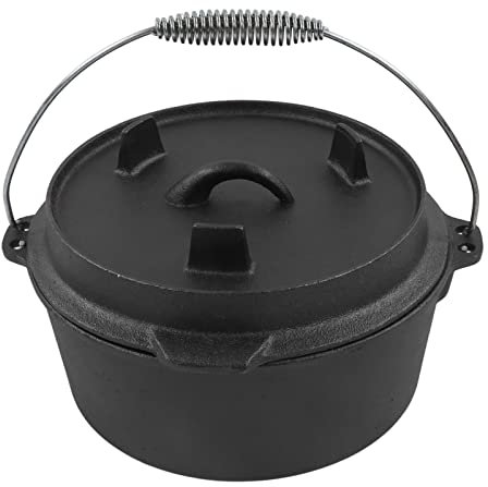 Dutch Oven Camping Réchauds de camping multifonctionnels avec couvercle antiadhésif Cuire uniformément Dutch Oven avec encoche de thermomètre pour jardin Camping en plein air Cuisson(31cm)