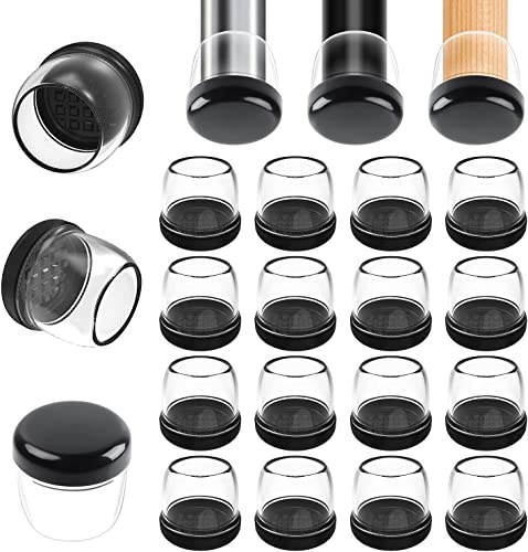 Ezprotekt 12-20mm Fundas para Patas de Silla, 16 Deslizadores para Patas de Silla para Muebles de Alfombra, Protectores de pies, Almohadillas Redondas de 0.75 Pulgadas, Color Transparente TPE