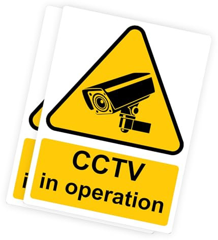 RDLCAR CCTV In Operation Signs 1mm Rigid Plastic Pack of 2 Durable 300mm x 400mm Warning Sign Security and Surveillance Signage for Home or Business