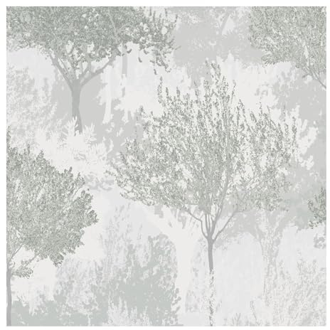 Superfresco Easy Birch Forest Sage Wallpaper | Paste the Wall | Grey Floral | Eco-Friendly
