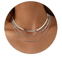 Adramata 3Pcs Halskette Damen Edelstahl Kette Damen Schlangenkette Figaro Stapelbar Halskette Set Gold/Silber